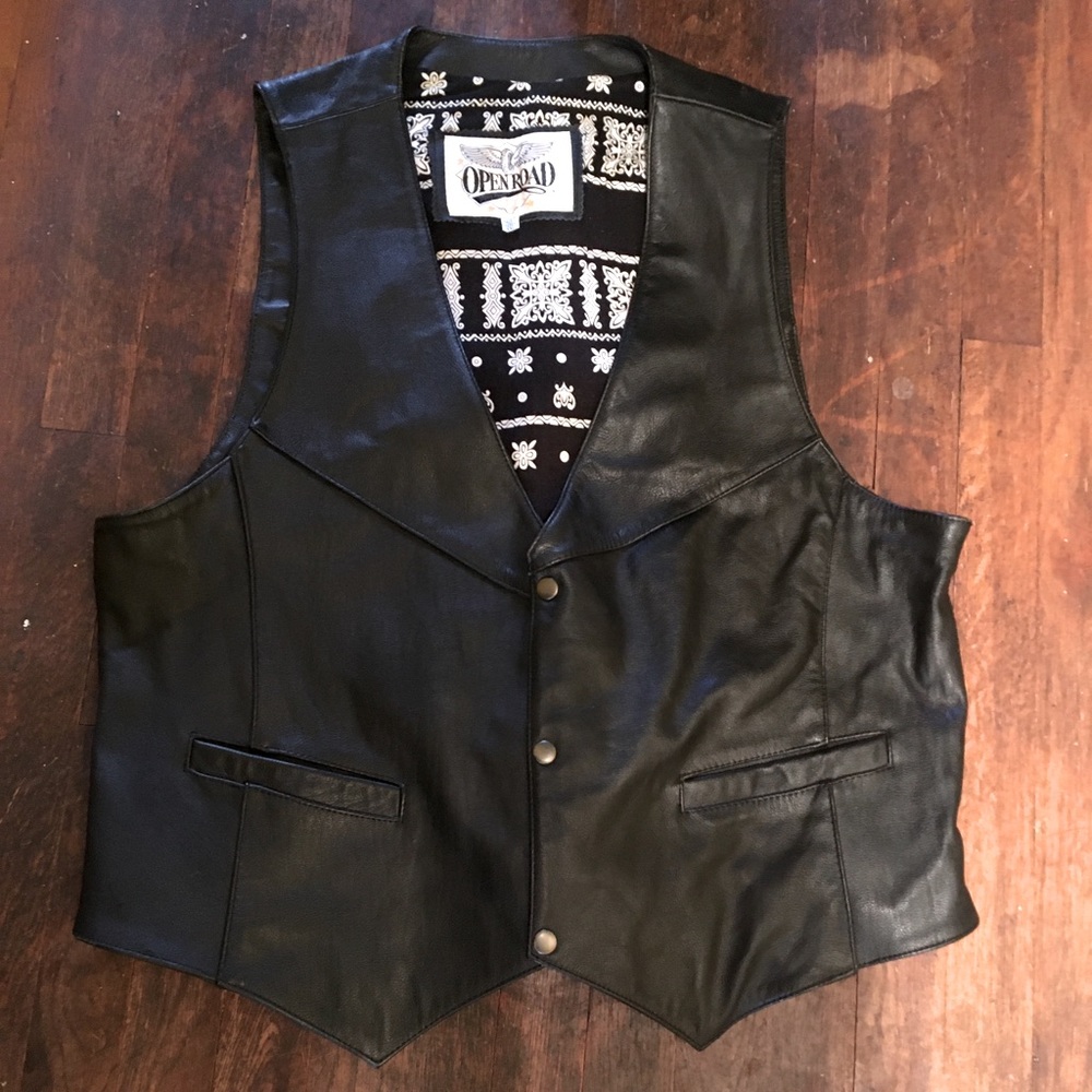 Genuine Leather Open Road Motorcycle Vest